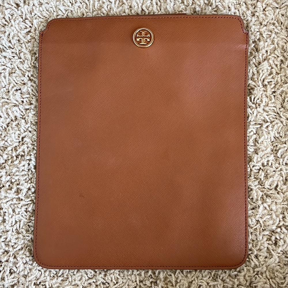 Tory Burch Robinson ipad case sleeve brown leather